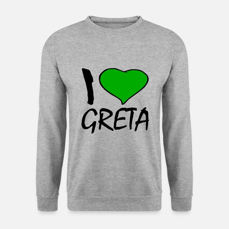 I love greta - Unisex Pullover - Weißgrau meliert