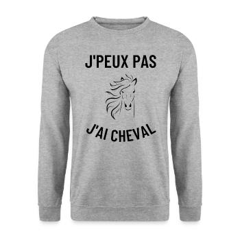 J'peux pas j'ai cheval - Sweat-shirt Unisexe - gris chiné - Devant - Alina (178cm) & Michal (187cm)