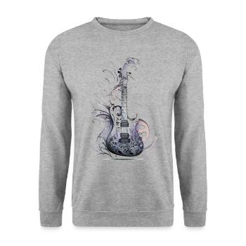 Guitare décorée - Sweat-shirt Unisexe - gris chiné - Devant - Alina (178cm) & Michal (187cm)