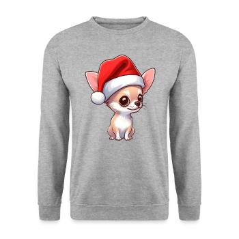 Chihuahua Noël Eve Spirit - Sweat-shirt Unisexe - gris chiné - Devant - Alina (178cm) & Michal (187cm)