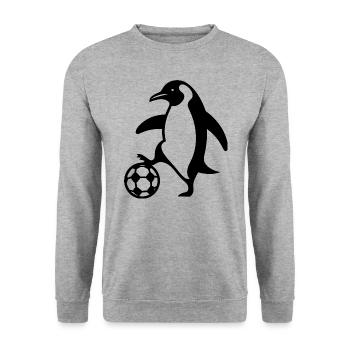 Pinguin Fußball Silhouette Minimalistischer Fußbal - Unisex Pullover - Weißgrau meliert - Vorne - Alina (178cm) & Michal (187cm)