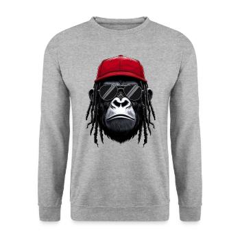 Cool Gorilla Hip Hop Rap Rappeur Lunettes de soleil - Sweat-shirt Unisexe - gris chiné - Devant - Alina (178cm) & Michal (187cm)