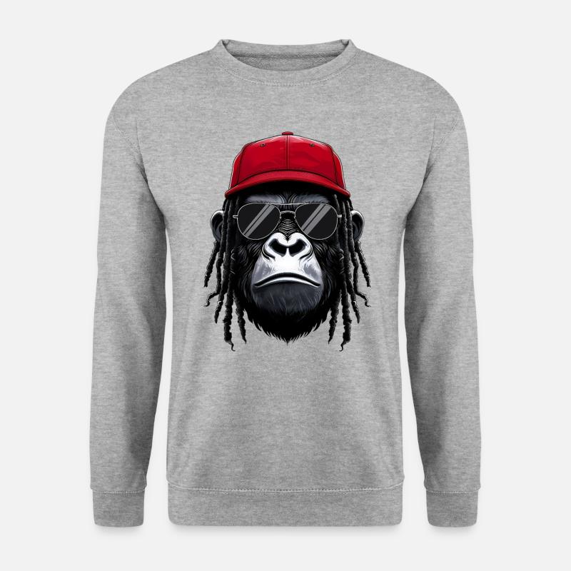 Cool Gorilla Hip Hop Rap Rapper Sonnenbrille - Unisex Pullover - Weißgrau meliert