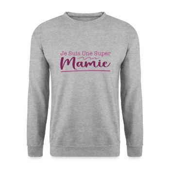 Je Suis Une Super Mamie - Sweat-shirt Unisexe - gris chiné - Devant - Alina (178cm) & Michal (187cm)