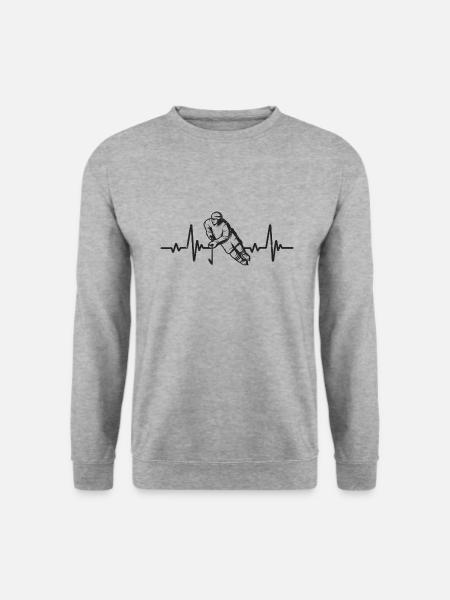Heartbeat Hockey | Hockey Geschenk - Unisex Pullover - Weißgrau meliert
