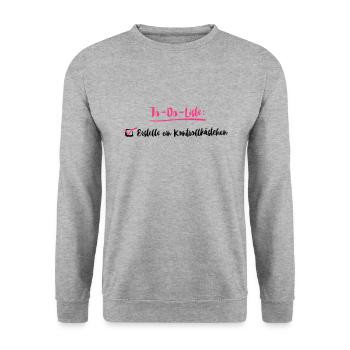 to-do-Liste 2C - Unisex Pullover - Weißgrau meliert - Vorne - Alina (178cm) & Michal (187cm)