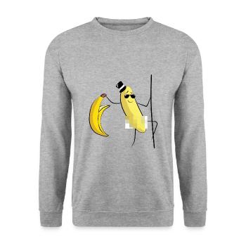 banana banana strip stripping pole dance gift - Unisex Sweatshirt - salt & pepper - Front - Alina (178cm) & Michal (187cm)