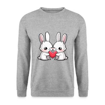 Bunny Couple In Love Easter Heart - Unisex Sweatshirt - salt & pepper - Front - Alina (178cm) & Michal (187cm)