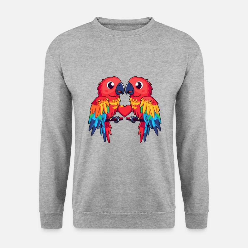 Papagai Paar Herz - Unisex Pullover - Weißgrau meliert