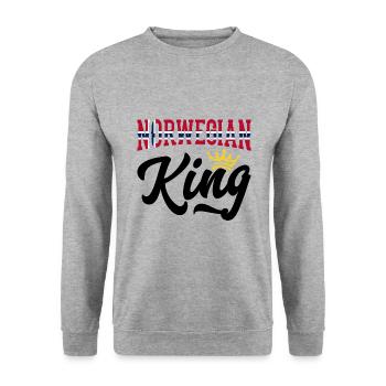 Norwegischer König Norwegen Norwegische Flagge - Unisex Pullover - Weißgrau meliert - Vorne - Alina (178cm) & Michal (187cm)