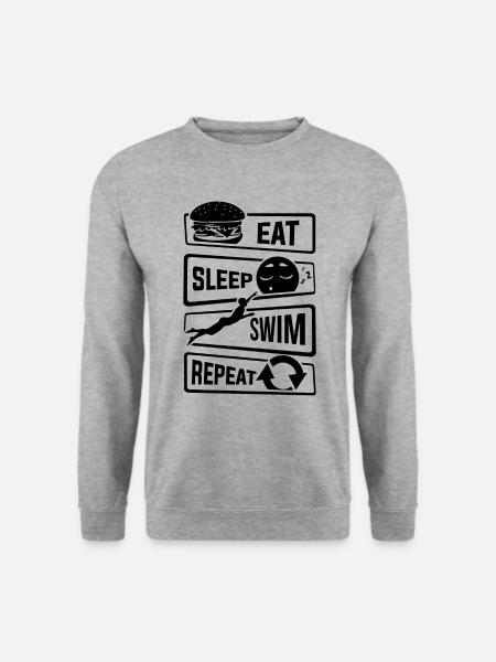 Eat Sleep Swim Repeat - Swimming Pool Vand - Unisex sweater - hvidgrå meleret