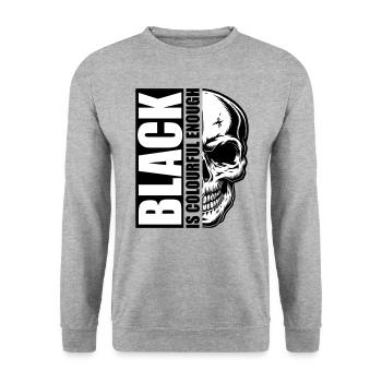 black colourful enough skull | Colors can be changed - Unisex Sweatshirt - salt & pepper - Front - Alina (178cm) & Michal (187cm)