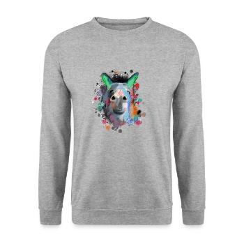 Donkey, Graffiti, Painting, Colorful - Unisex Sweatshirt - salt & pepper - Front - Alina (178cm) & Michal (187cm)