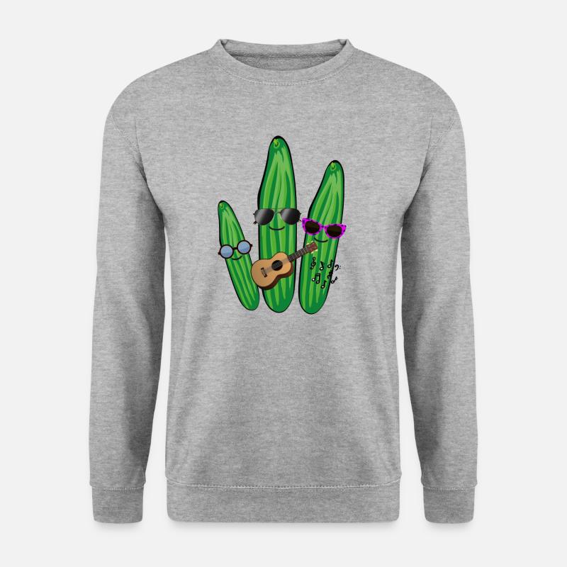 gurken trio,gurken,gurke,salatgurke,sonnenbrille, - Unisex Pullover - Weißgrau meliert