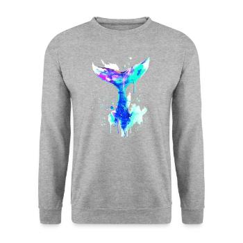 Walflosse, Flosse,wal, Walfisch, Graffiti - Unisex Pullover - Weißgrau meliert - Vorne - Alina (178cm) & Michal (187cm)