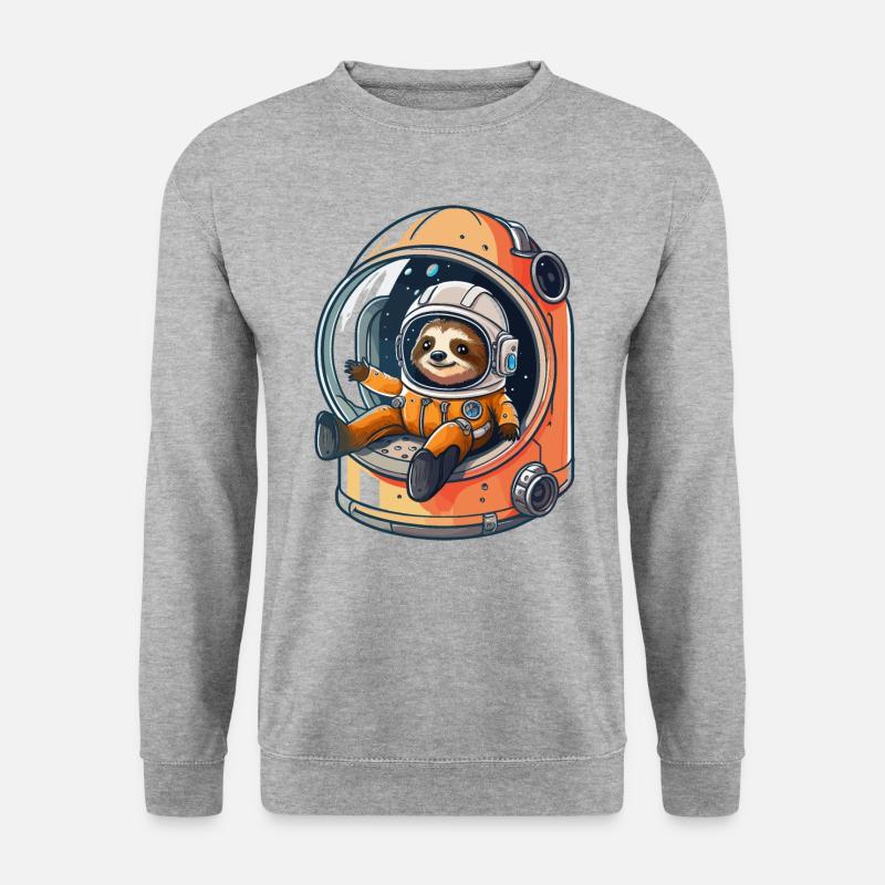 Weltraum-Faultier-Abenteuer - Unisex Pullover - Weißgrau meliert
