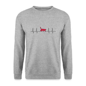 EKG cat - Unisex Sweatshirt - salt & pepper - Front - Alina (178cm) & Michal (187cm)