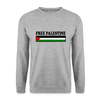 Free palestine - Unisex Pullover - Weißgrau meliert - Vorne - Alina (178cm) & Michal (187cm)