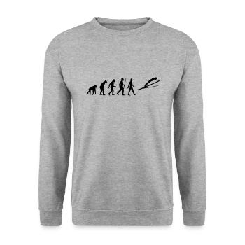 Skispringen Evolution Skispringer Ski Springen - Unisex Pullover - Weißgrau meliert - Vorne - Alina (178cm) & Michal (187cm)