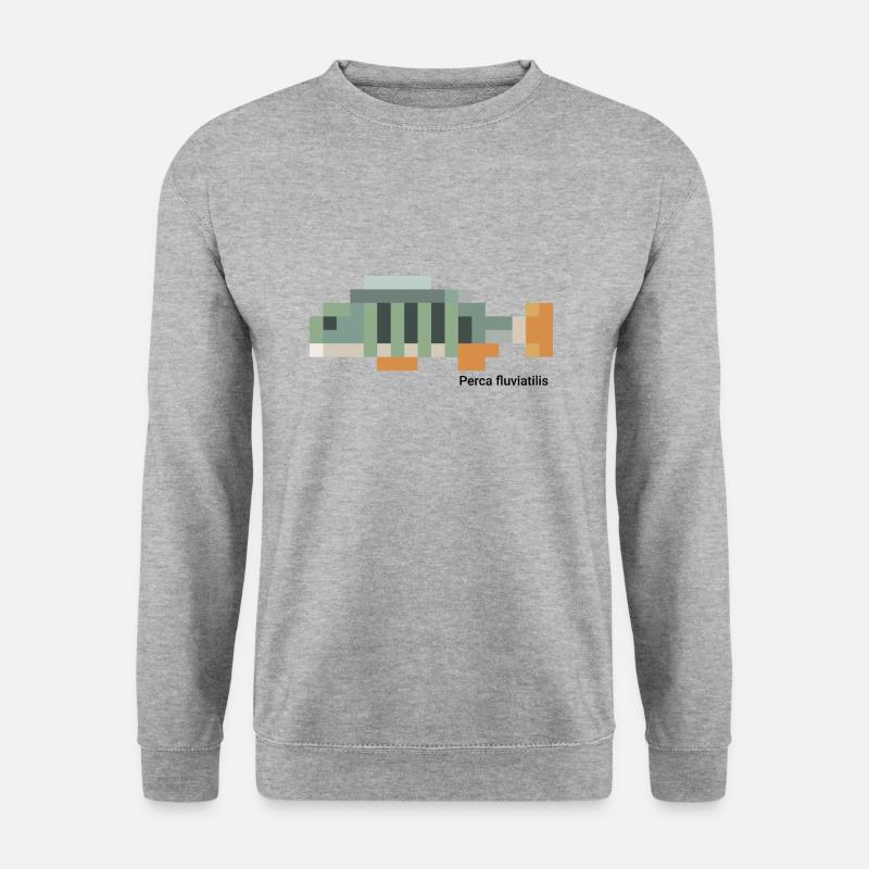Barsch - Perca fluviatilis gepixelt - Unisex Pullover - Weißgrau meliert