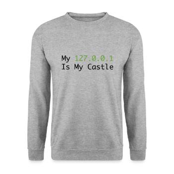 My 127.0.0.0.1 Is My Castle - Unisex Sweatshirt - salt & pepper - Front - Alina (178cm) & Michal (187cm)