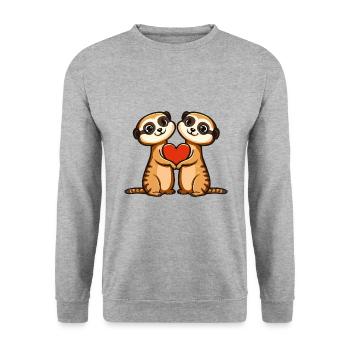 Meerkat Couple Valentine's Day - Unisex Sweatshirt - salt & pepper - Front - Alina (178cm) & Michal (187cm)