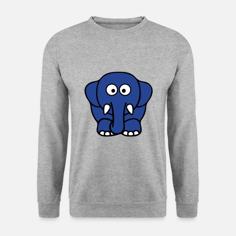 Blauer Elefant - Unisex Pullover - Weißgrau meliert