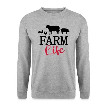 La vie à la ferme fermier fermier vache poulet - Sweat-shirt Unisexe - gris chiné - Devant - Alina (178cm) & Michal (187cm)