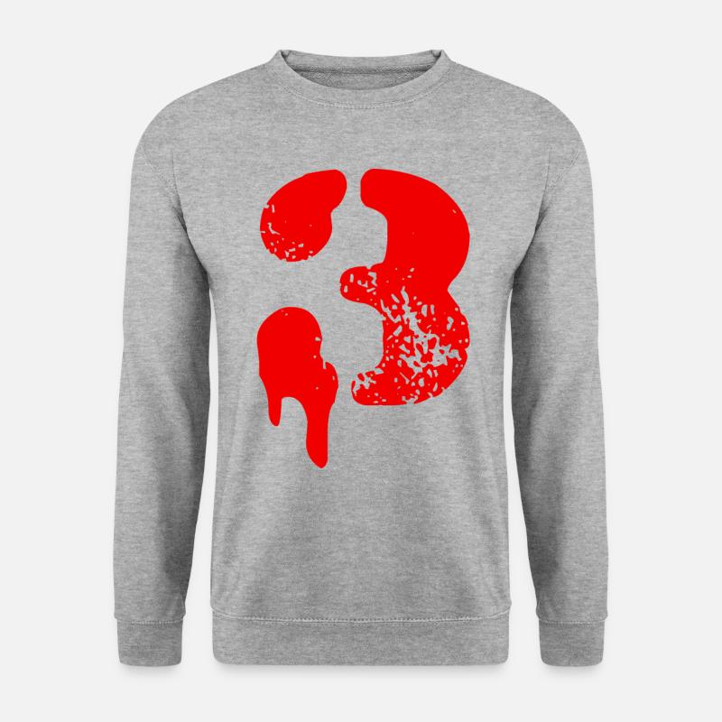 3 Zahl Symbol - Unisex Pullover - Weißgrau meliert