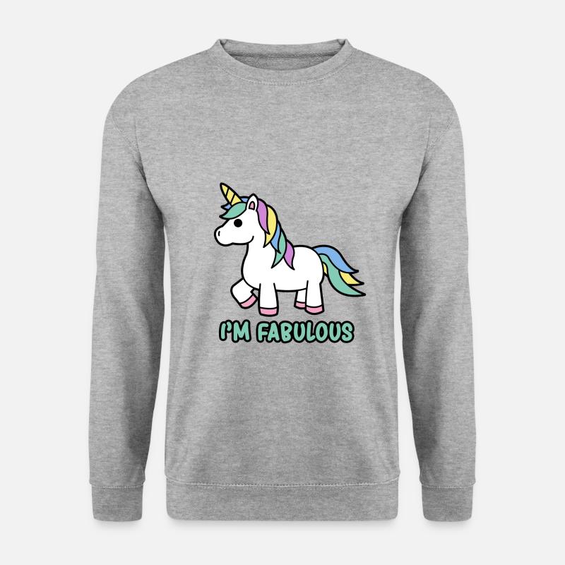 I'M FABULOUS Einhorn - Unisex Pullover - Weißgrau meliert