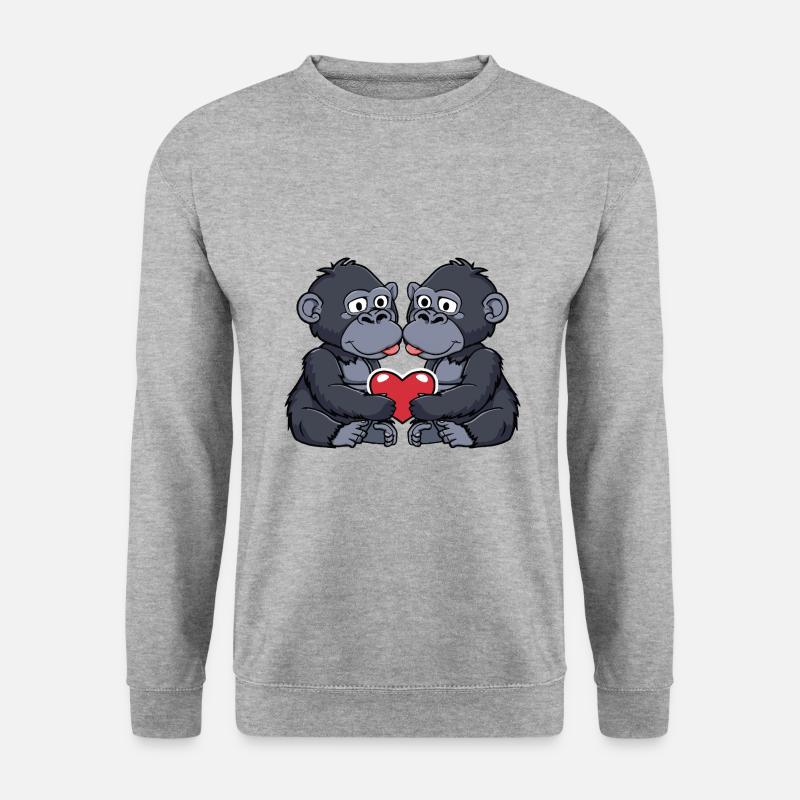 Gorilla Couple Heart - Unisex Sweatshirt - salt & pepper