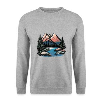 Montagnes Paysage extérieur - Sweat-shirt Unisexe - gris chiné - Devant - Alina (178cm) & Michal (187cm)