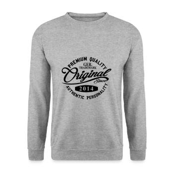 Original Since 2014 Handwriting Premium Quality - Unisex Pullover - Weißgrau meliert - Vorne - Alina (178cm) & Michal (187cm)