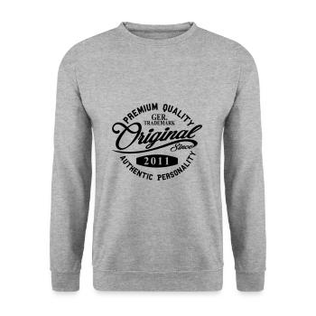 Original Since 2011 Handwriting Premium Quality - Unisex Pullover - Weißgrau meliert - Vorne - Alina (178cm) & Michal (187cm)