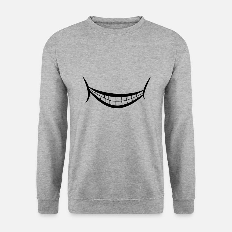 Grinsemund - Ein Grinsen versüßt jeden Tag - Unisex Pullover - Weißgrau meliert