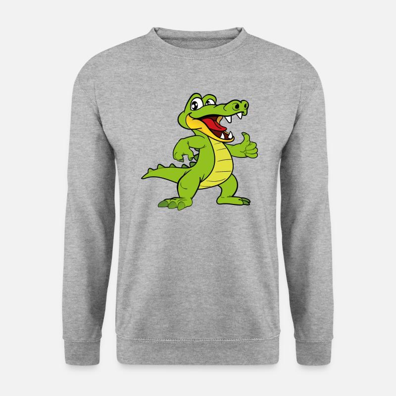 Lustiger Niedlicher Cooler Alligator Krokodil - Unisex Pullover - Weißgrau meliert