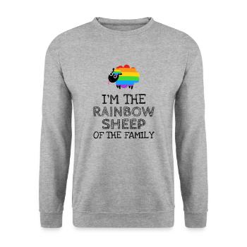 Ich bin das Regenbogen Schaf - Unisex Pullover - Weißgrau meliert - Vorne - Alina (178cm) & Michal (187cm)