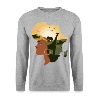 Afrique - Sweat-shirt Unisexe - gris chiné - Devant - Alina (178cm) & Michal (187cm)