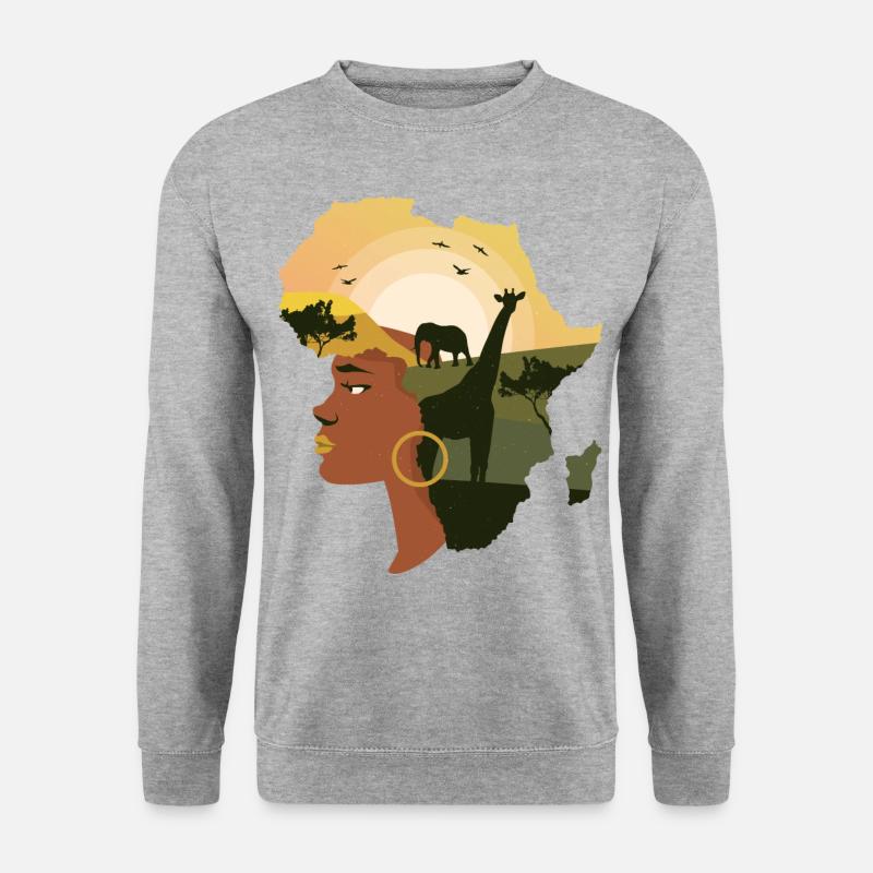 Afrika - Unisex Pullover - Weißgrau meliert