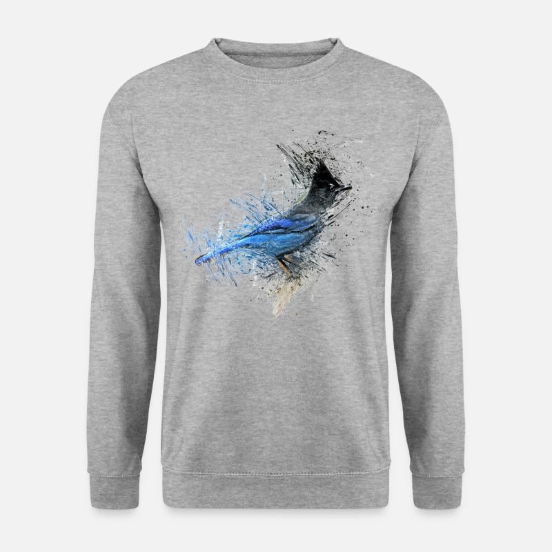 Blauer Vogel - Unisex Pullover - Weißgrau meliert