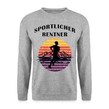 Sportlicher Rentner Jogger - Unisex Pullover - Weißgrau meliert - Vorne - Alina (178cm) & Michal (187cm)
