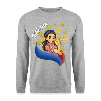 Philippines Filipina Pride Flag Heart I Gift - Unisex Sweatshirt - salt & pepper - Front - Alina (178cm) & Michal (187cm)