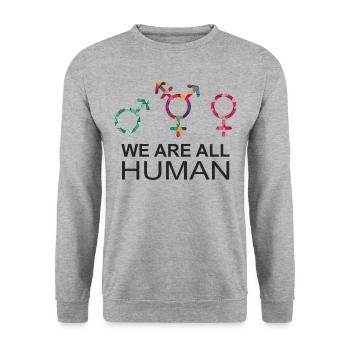 We are all Human LGBT Gender Symbols - Unisex Sweatshirt - salt & pepper - Front - Alina (178cm) & Michal (187cm)