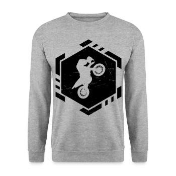 Freestyle Motocross Dirt Bike Supermoto Dirtbike - Unisex Pullover - Weißgrau meliert - Vorne - Alina (178cm) & Michal (187cm)