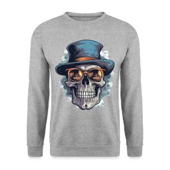 Skull Skull Lunettes de soleil Chapeau Cool - Sweat-shirt Unisexe - gris chiné - Devant - Alina (178cm) & Michal (187cm)