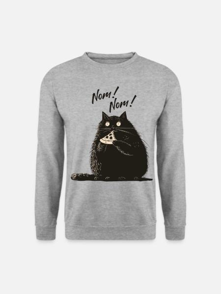Mr. Catnip - Pizza NomNom - Unisex Pullover - Weißgrau meliert