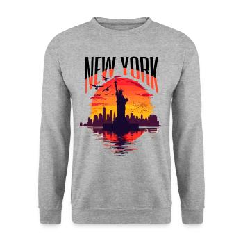 Statue de la Liberté de New York, Sun, États-Unis - Sweat-shirt Unisexe - gris chiné - Devant - Alina (178cm) & Michal (187cm)