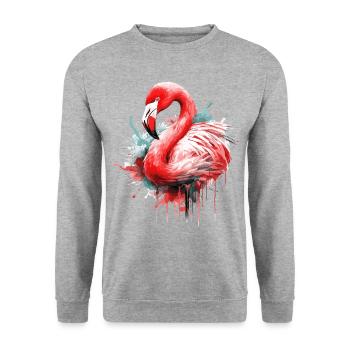 Flamingo Bird Exotic Summer Splash Pink Pink - Unisex Sweatshirt - salt & pepper - Front - Alina (178cm) & Michal (187cm)