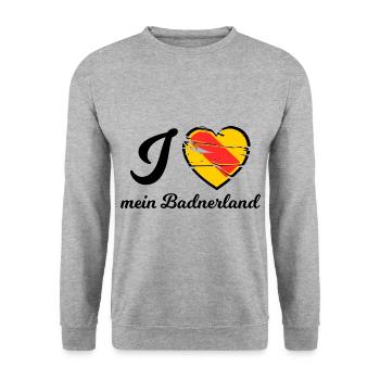 Liebe Dein Badnerland - Unisex Pullover - Weißgrau meliert - Vorne - Alina (178cm) & Michal (187cm)