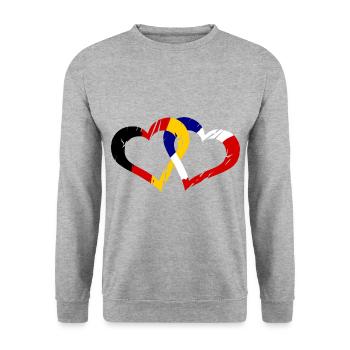 Französisch deutsche Liebe - Unisex Pullover - Weißgrau meliert - Vorne - Alina (178cm) & Michal (187cm)